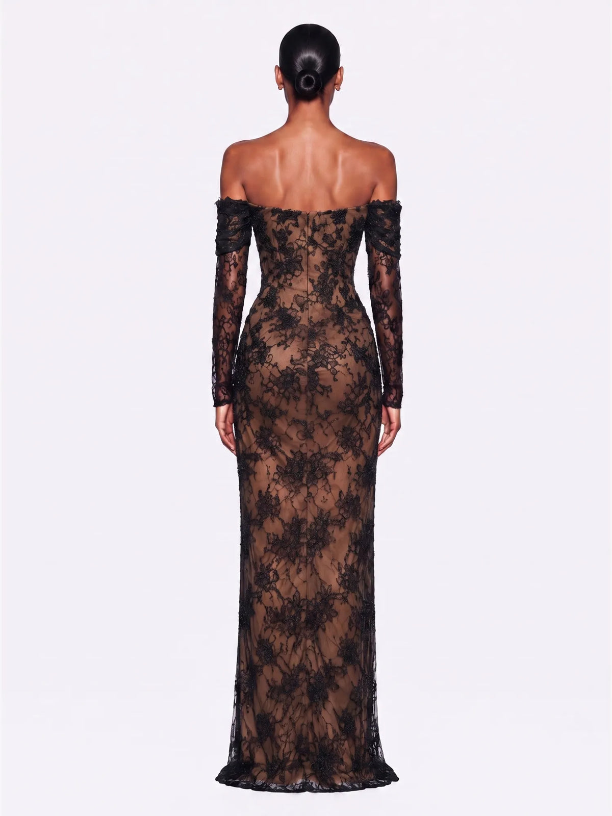 Cosima Rhinestone Strapless Lace Maxi Dress