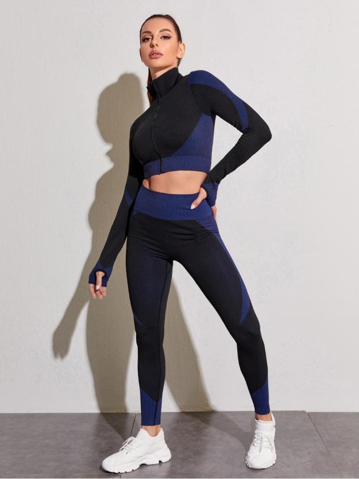 Sports Yoga Suit Running Fitness Nylon Quick Drying Long Sleeved Trousers Set Women