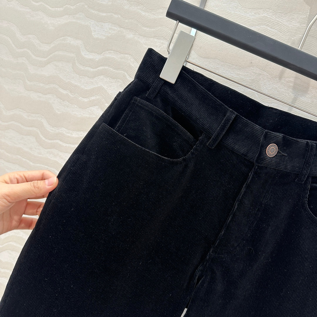 CE Flared Velvet Pants Black Cotton