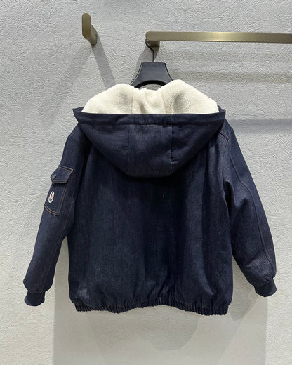 Moncler 2025 Enfant Nicolau Hooded Jacket Blue Denim Down