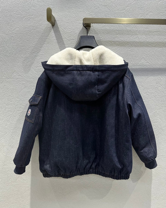 Moncler 2025 Enfant Nicolau Hooded Jacket Blue Denim Down
