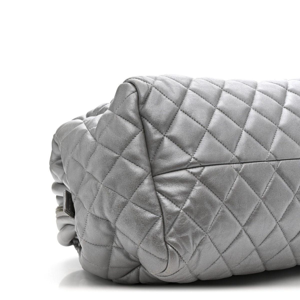 Metallic Lambskin Quilted Coco Cocoon Bowler Silver