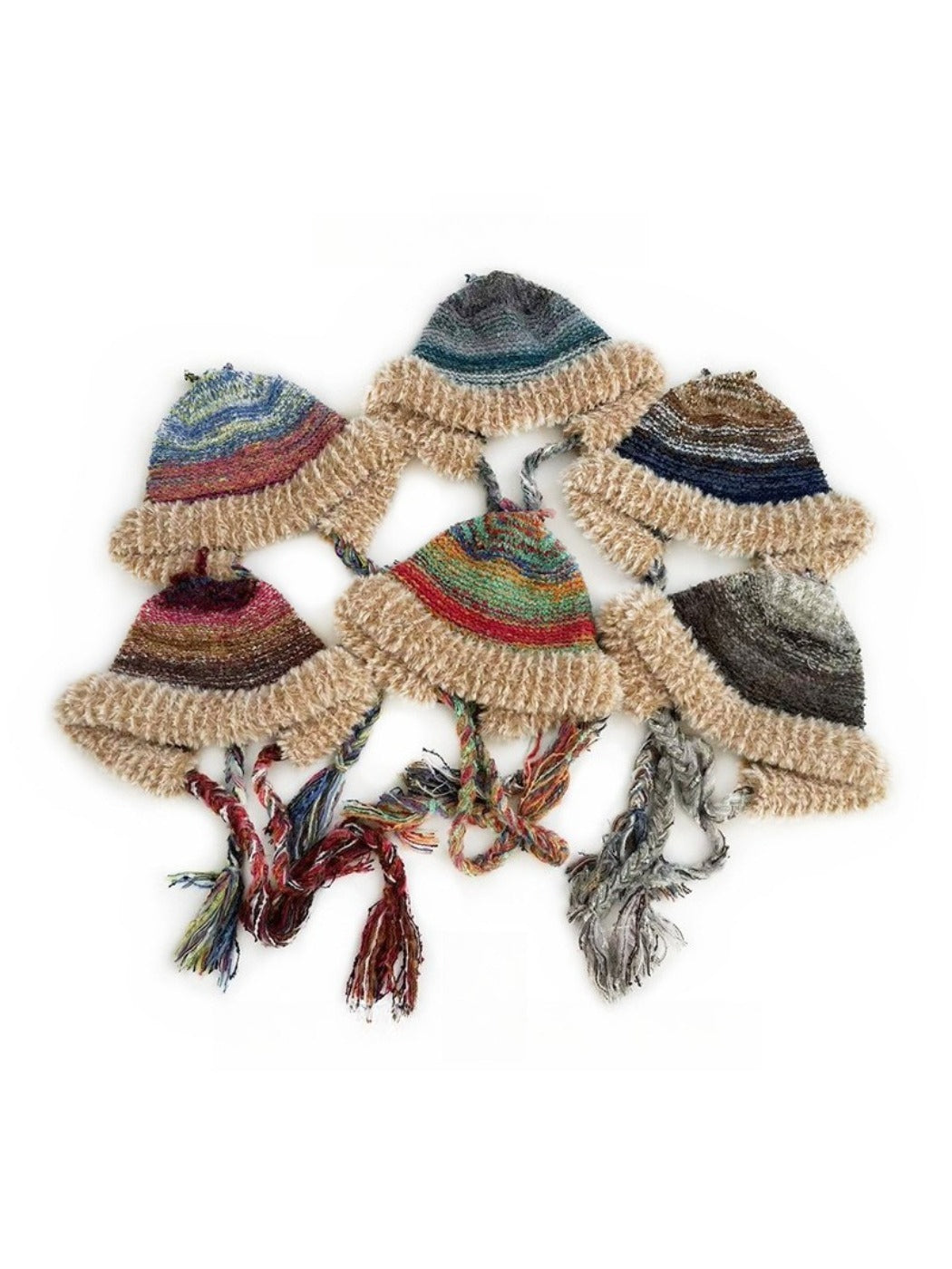 Haila - Colorful Stripes Knitted Beanie with Earflaps
