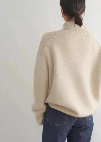 Grey Knit Turtleneck Sweater Soft Plush Fabric
