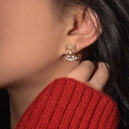 Elegant Hollow Bow Knot Bell Dangle Earring