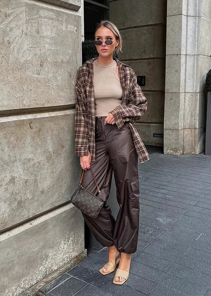 Retro Plaid Cotton Shirt With Relaxed Fit