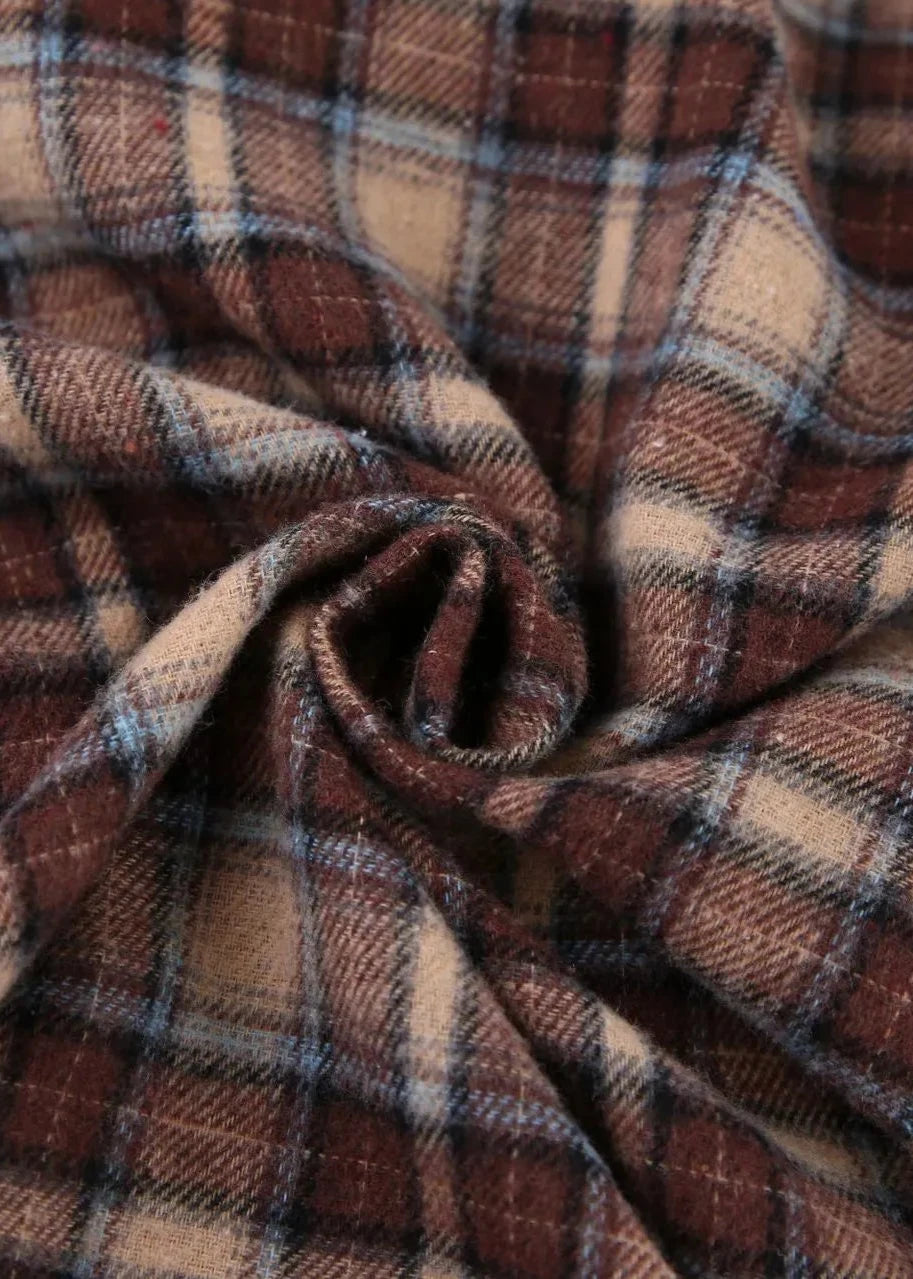 Retro Plaid Cotton Shirt With Relaxed Fit