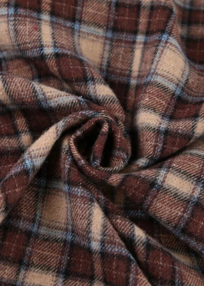 Retro Plaid Cotton Shirt With Relaxed Fit