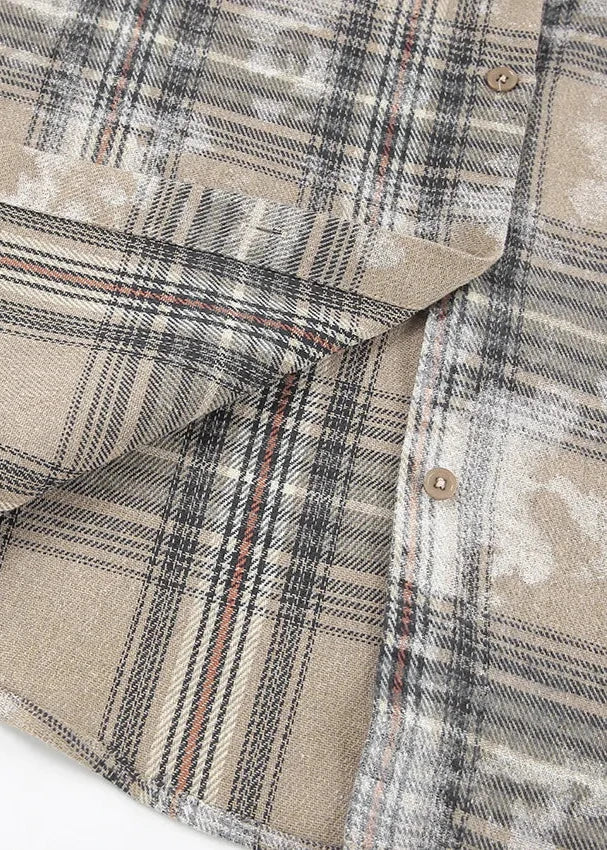 Brushed Plaid Oversized Shirt In Soft Fabric