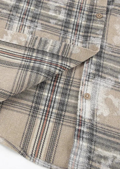 Brushed Plaid Oversized Shirt In Soft Fabric
