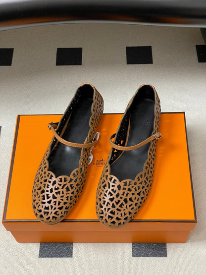 HM 26S Meli Ballet Flats Brown in Cowhide 593799