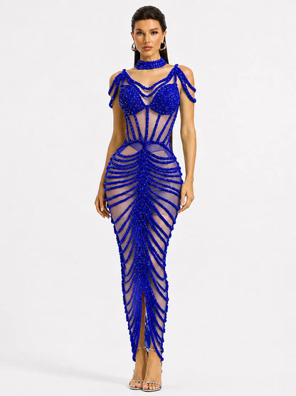 Olivia Rhinestone Cut-Out Maxi Dress