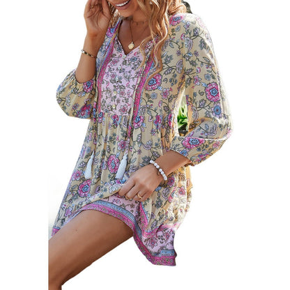 Troposa - Boho V-Neck Dress With Tassels - Chic &amp; Sweet