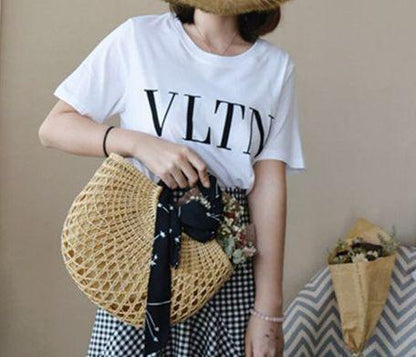 New Beach Portable Simple Moon Hollow Straw Bag