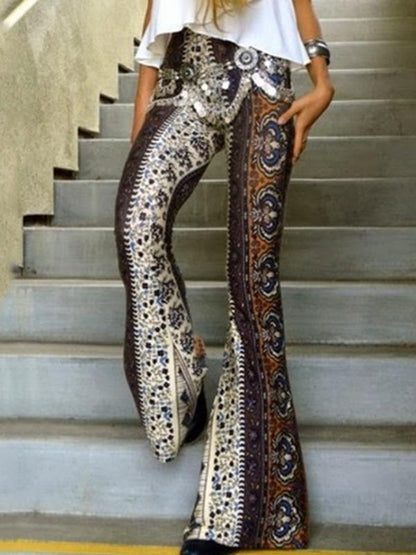 Sexy Snake Pattern Bell-Bottoms Casual Pants