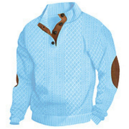 Stand Collar Long Sleeve Jacquard Knit Sweater