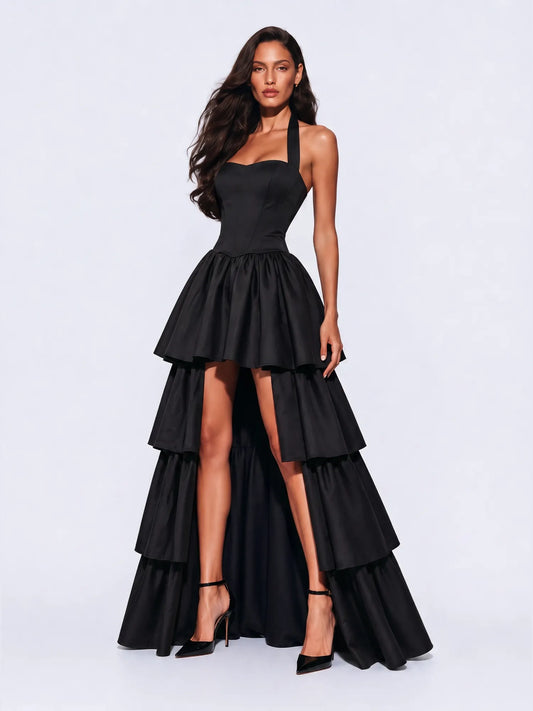 Imogen High-Low Tiered Ruffle Maxi Dress