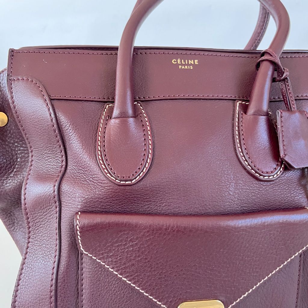 Celine burgundy leather Envelope Luggage Bag