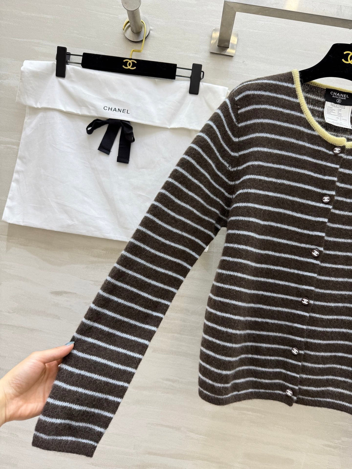 CC Alpaca Striped Cardigan Jacket Wool 343299