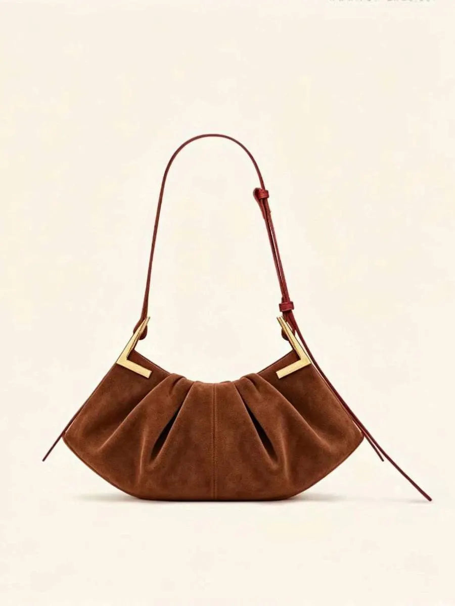 Ruby Velvet Pleated Handbag
