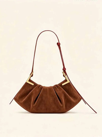 Ruby Velvet Pleated Handbag