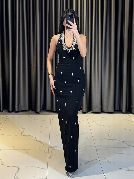 Rosalind Knitted V-Neck Maxi Dress