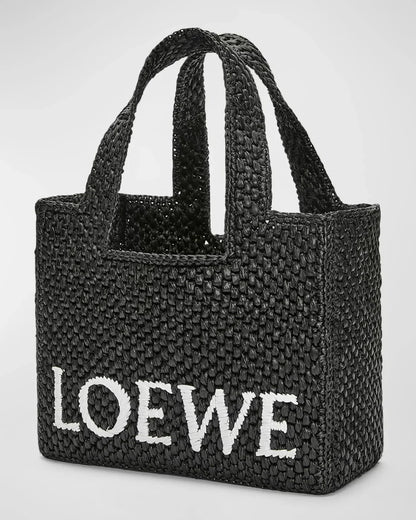 LOEWE x Paula's Ibiza Font Tote Small Bag in Raffia