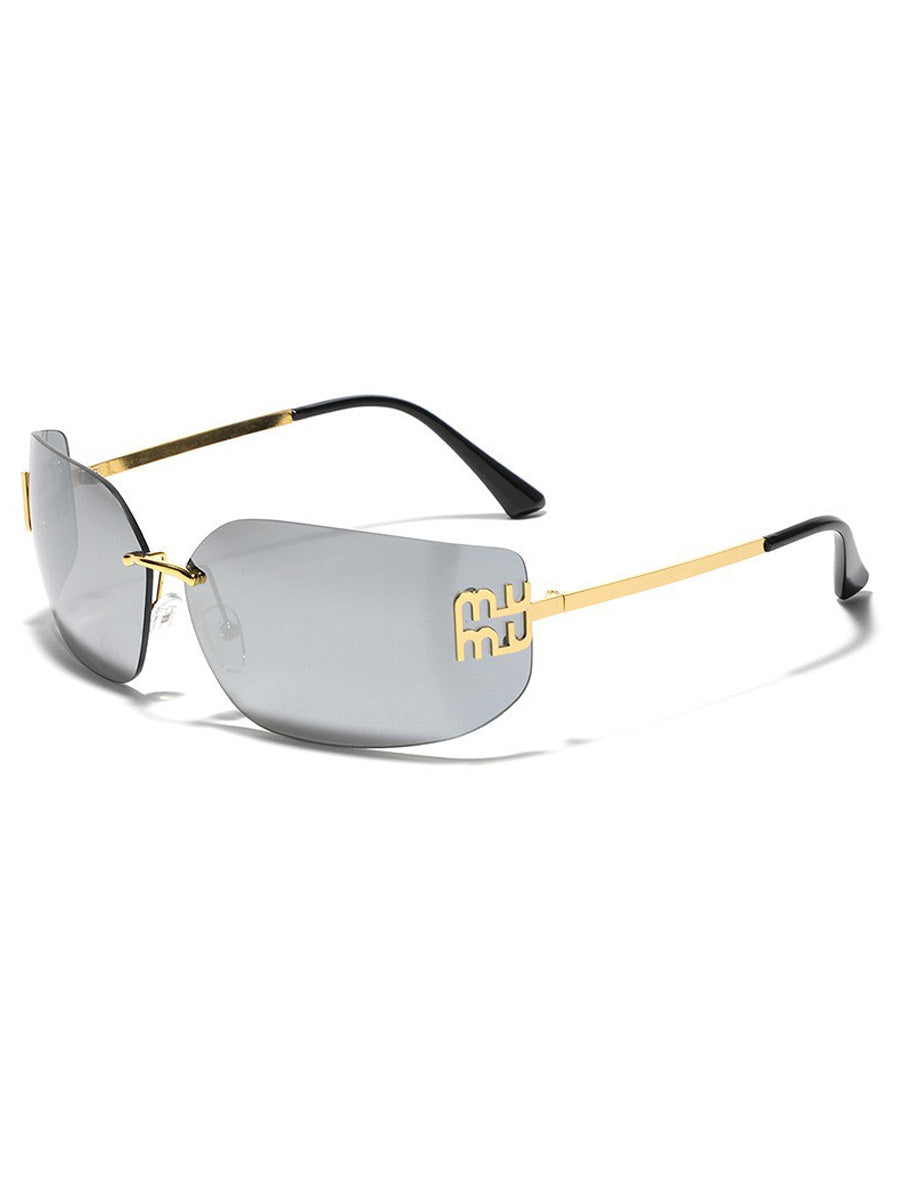 Josephine Curved Lens Rimless Sunglasses