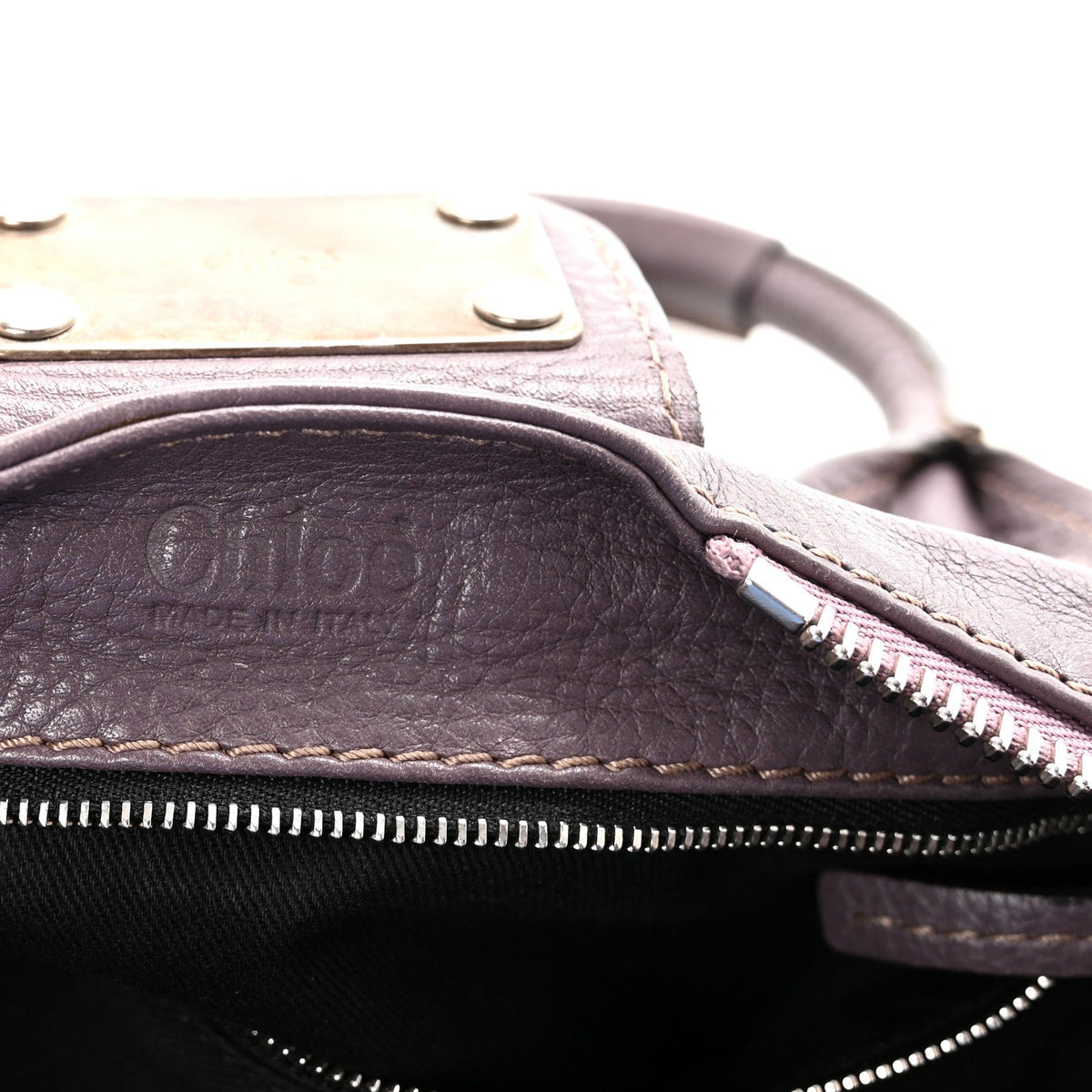 Calfskin Medium Paddington Satchel Purple