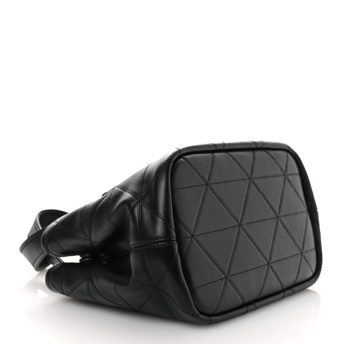 Vitello Triangle Stitched Shopping Tote Black