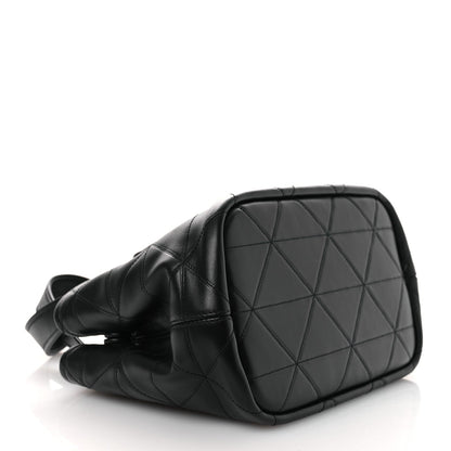 Vitello Triangle Stitched Shopping Tote Black