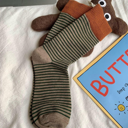 Rufia - Colorful Striped Mid-Calf Socks for Autumn-Winter