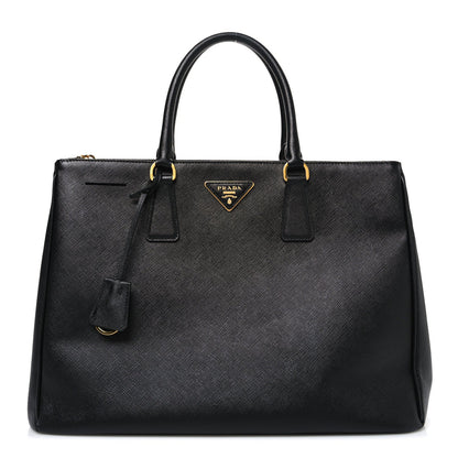 Saffiano Large Galleria Double Zip Tote Black