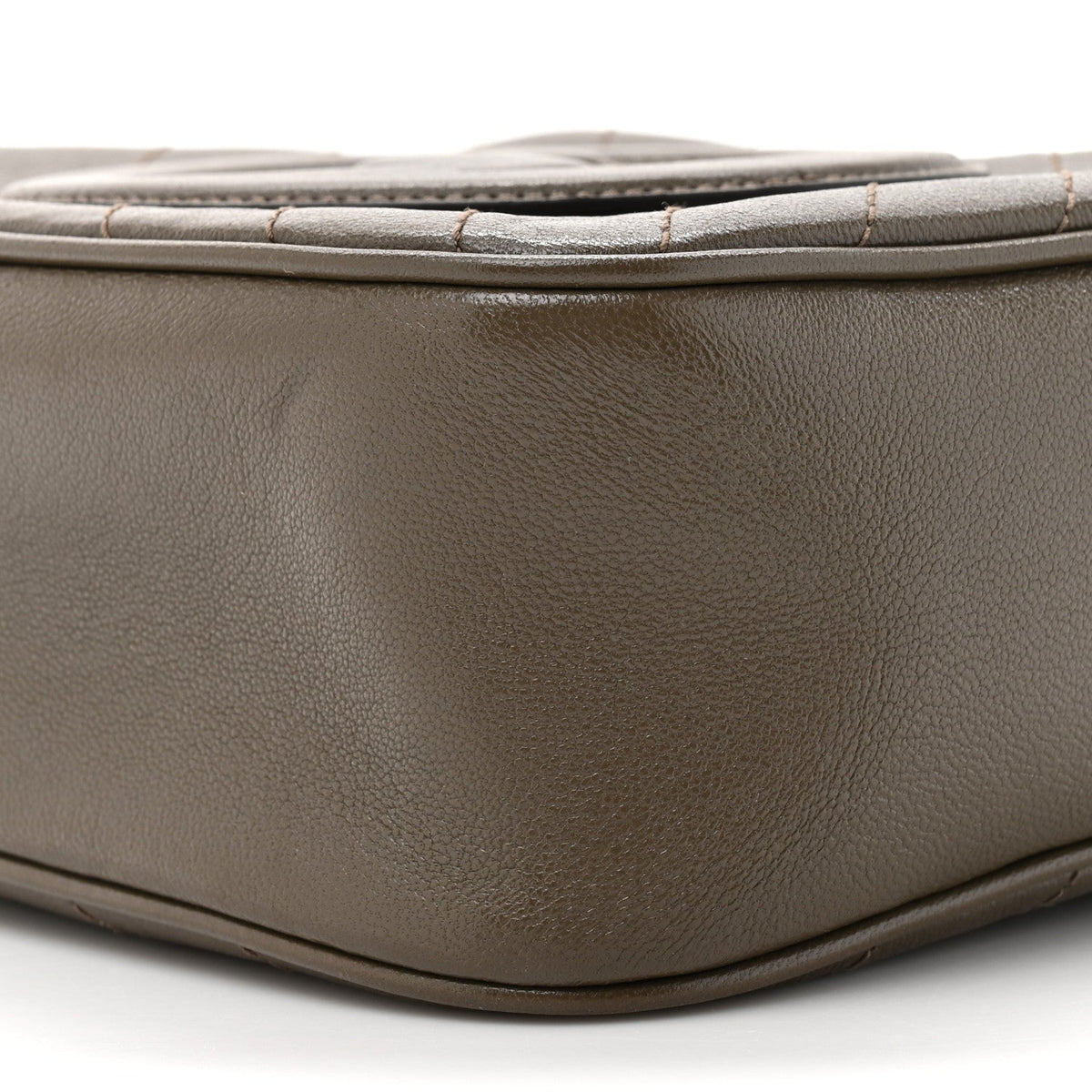 Sakai Be Green Calfskin Diagonal Stitched Small Blondie Shoulder Bag Craclet Brown