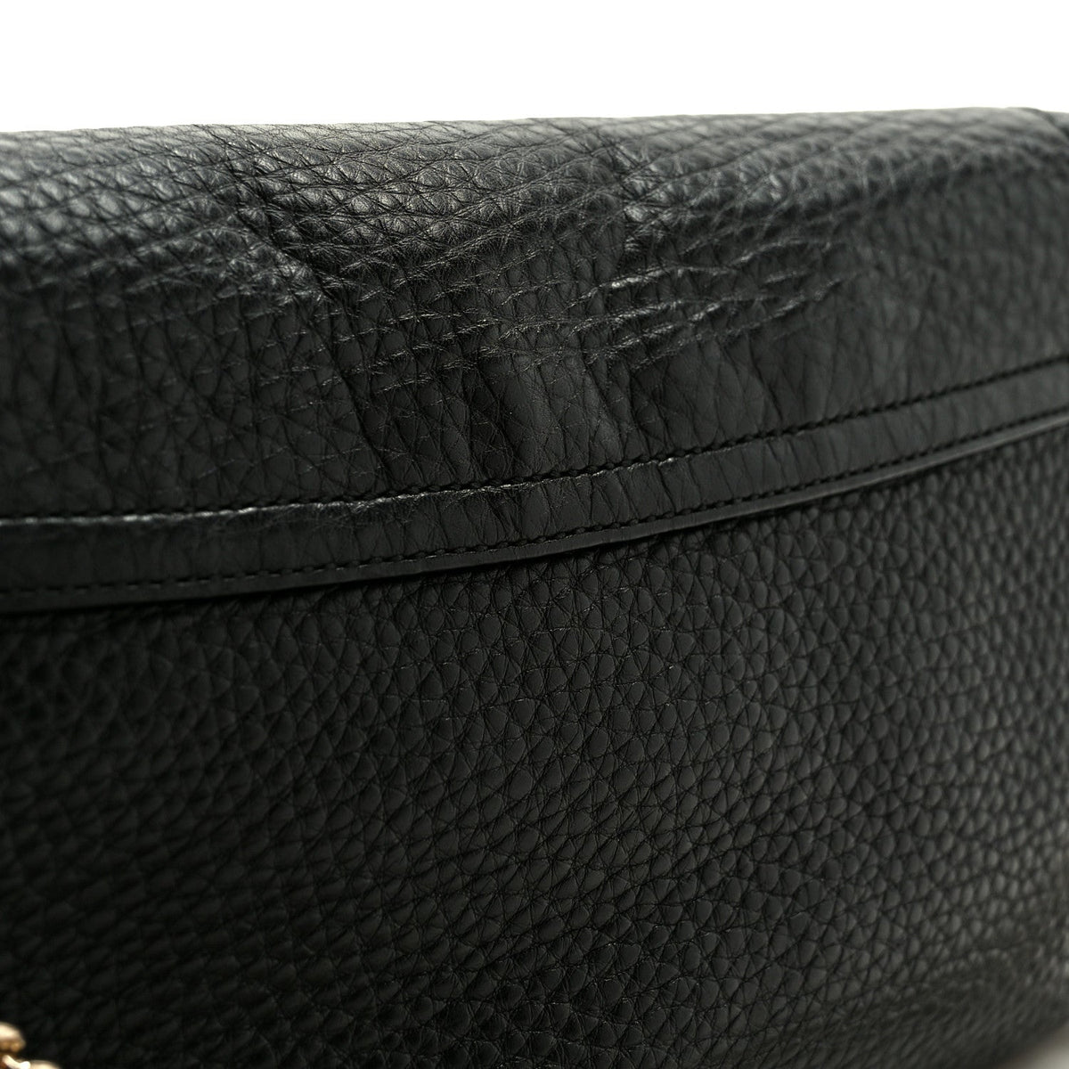 Pebbled Calfskin Medium Soho Flap Crossbody Black