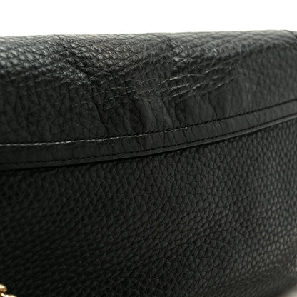 Pebbled Calfskin Medium Soho Flap Crossbody Black