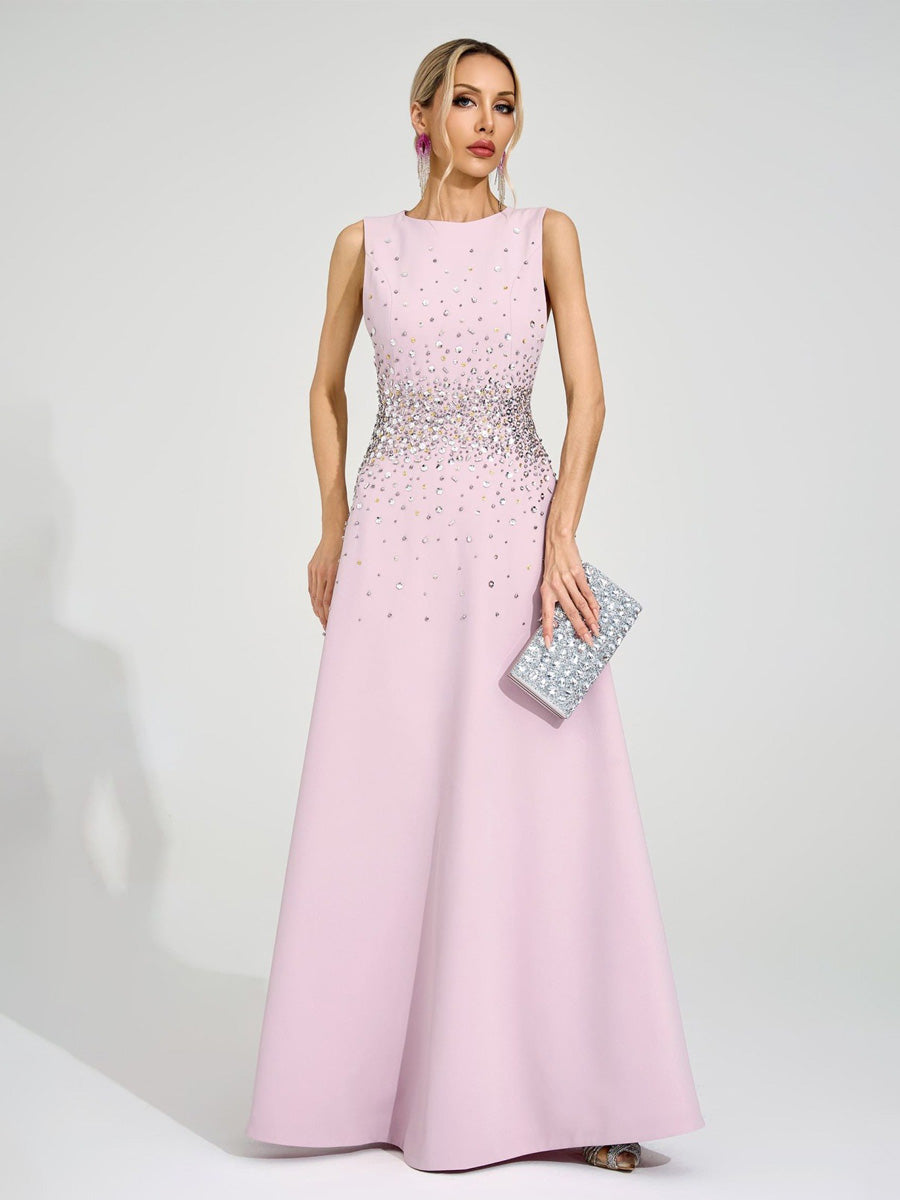 Emmeline Light Pink Diamond Maxi Dress