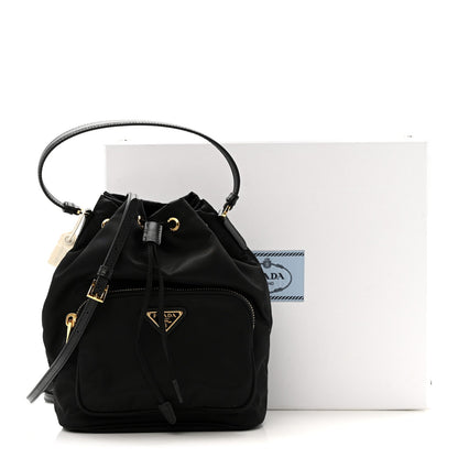 Re-Nylon Duet Drawstring Shoulder Bag Black