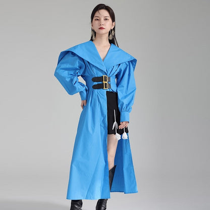 Solid Color Dress With Large Lapel