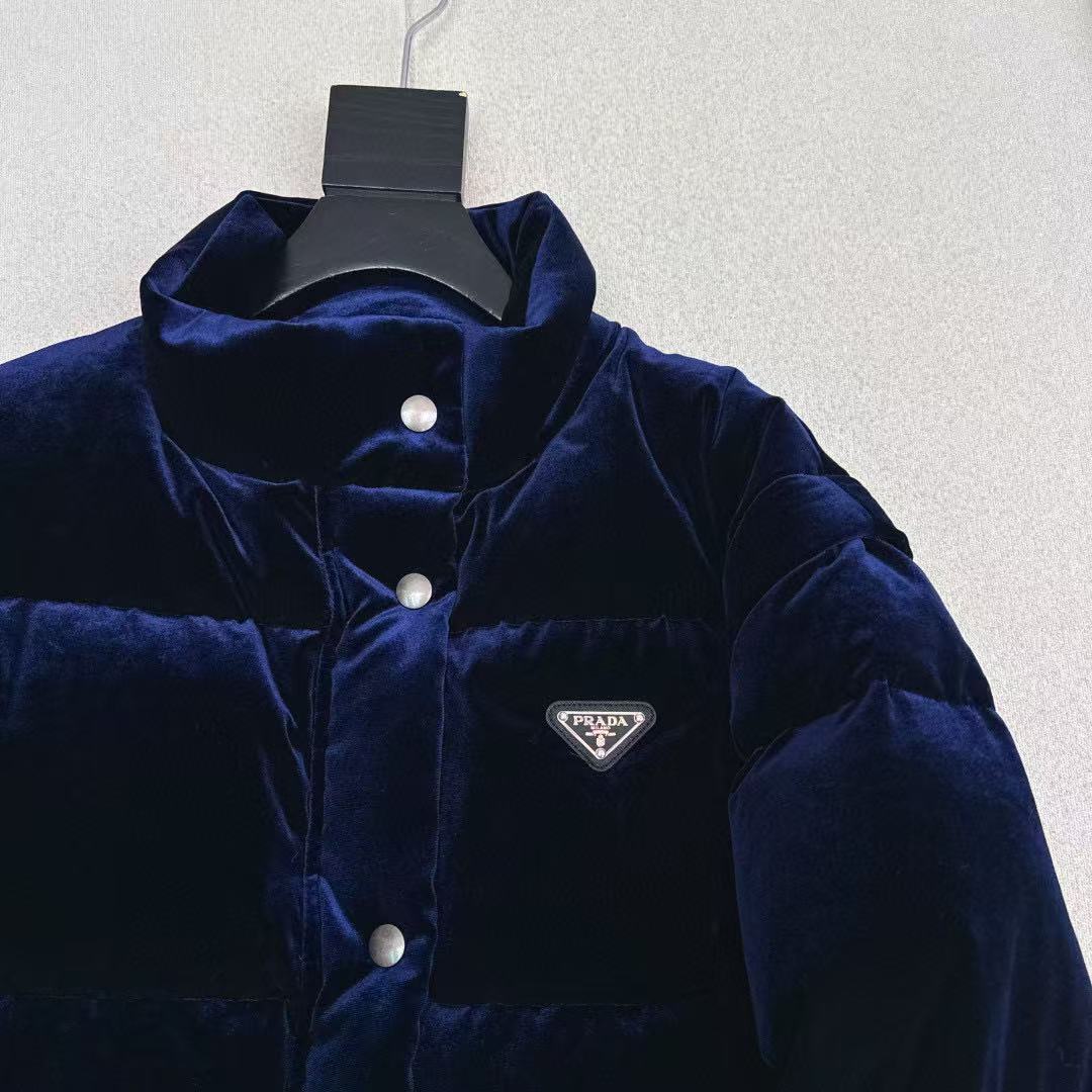 Prada Jacket Navy Blue Velvet Down