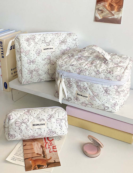 Trendy Print Quilted Large Capacity Makeup Bag