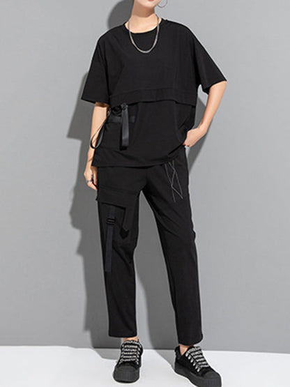 Harem Pants Ninth Pants Pockets Split-Joint Casual Pants Bottoms Ninth Pants
