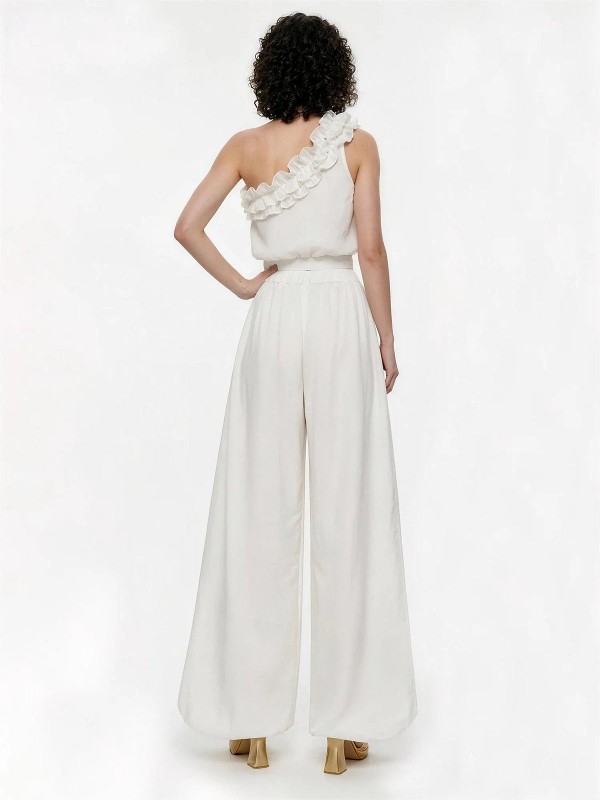 Melinda Ruffled One-Shoulder Top and Pants Set
