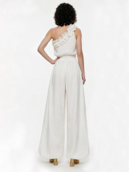 Melinda Ruffled One-Shoulder Top and Pants Set