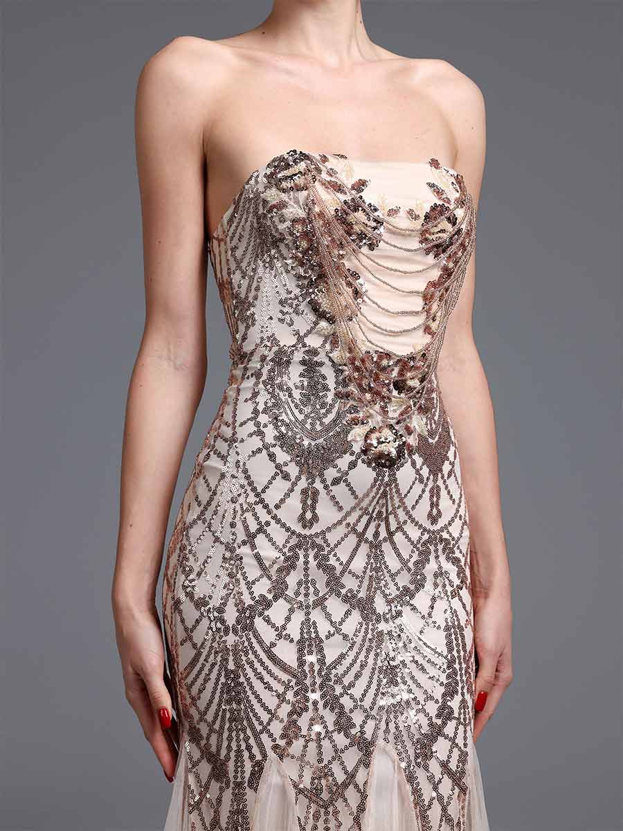 Harlow Strapless Sequined Maxi Dress