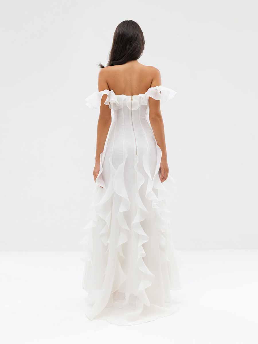 Elena One-Shoulder Ruffled Maxi Dress