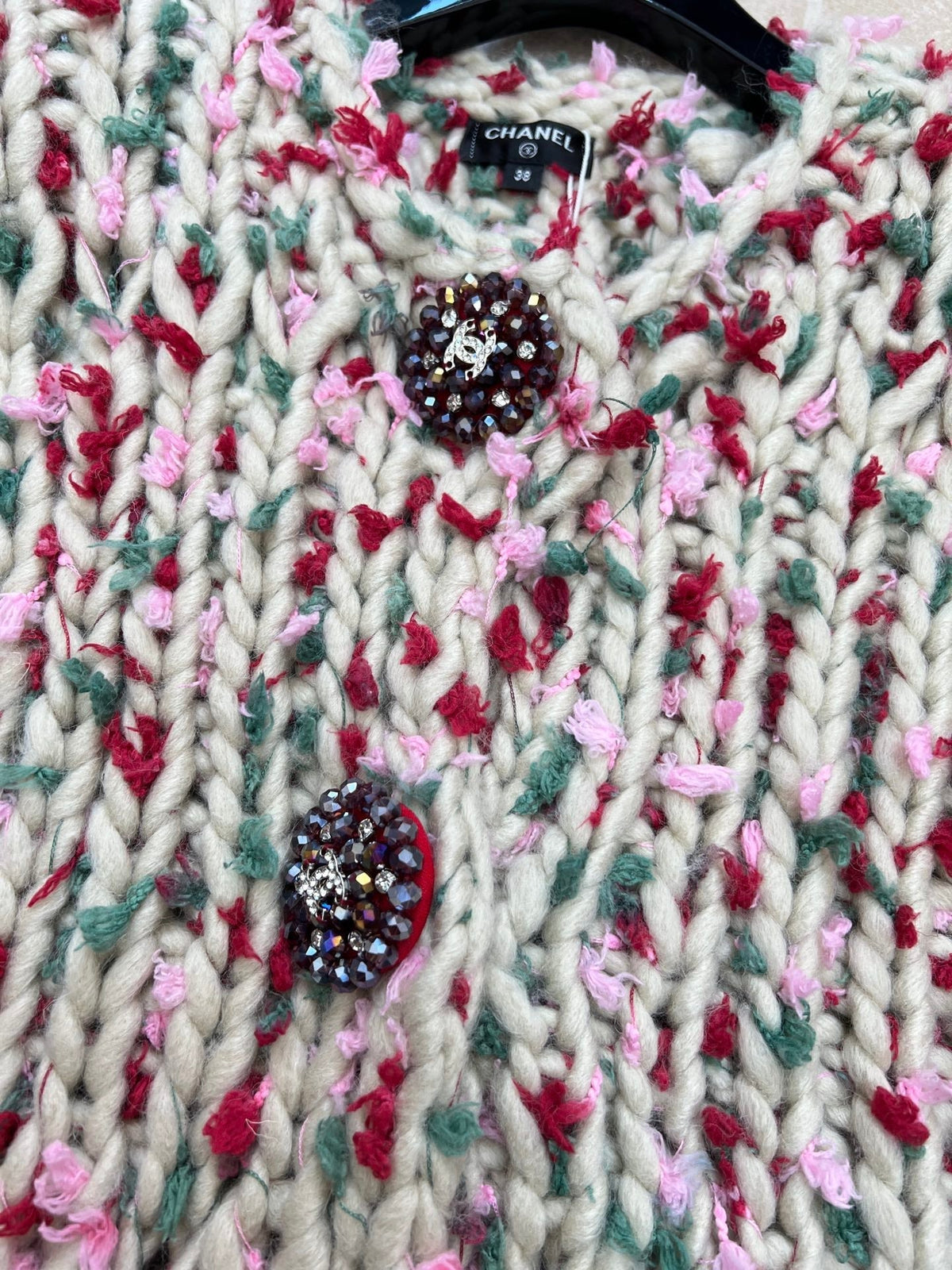 Chanel Hand-crocheted Colorful Pom-pom Vest Cashmere