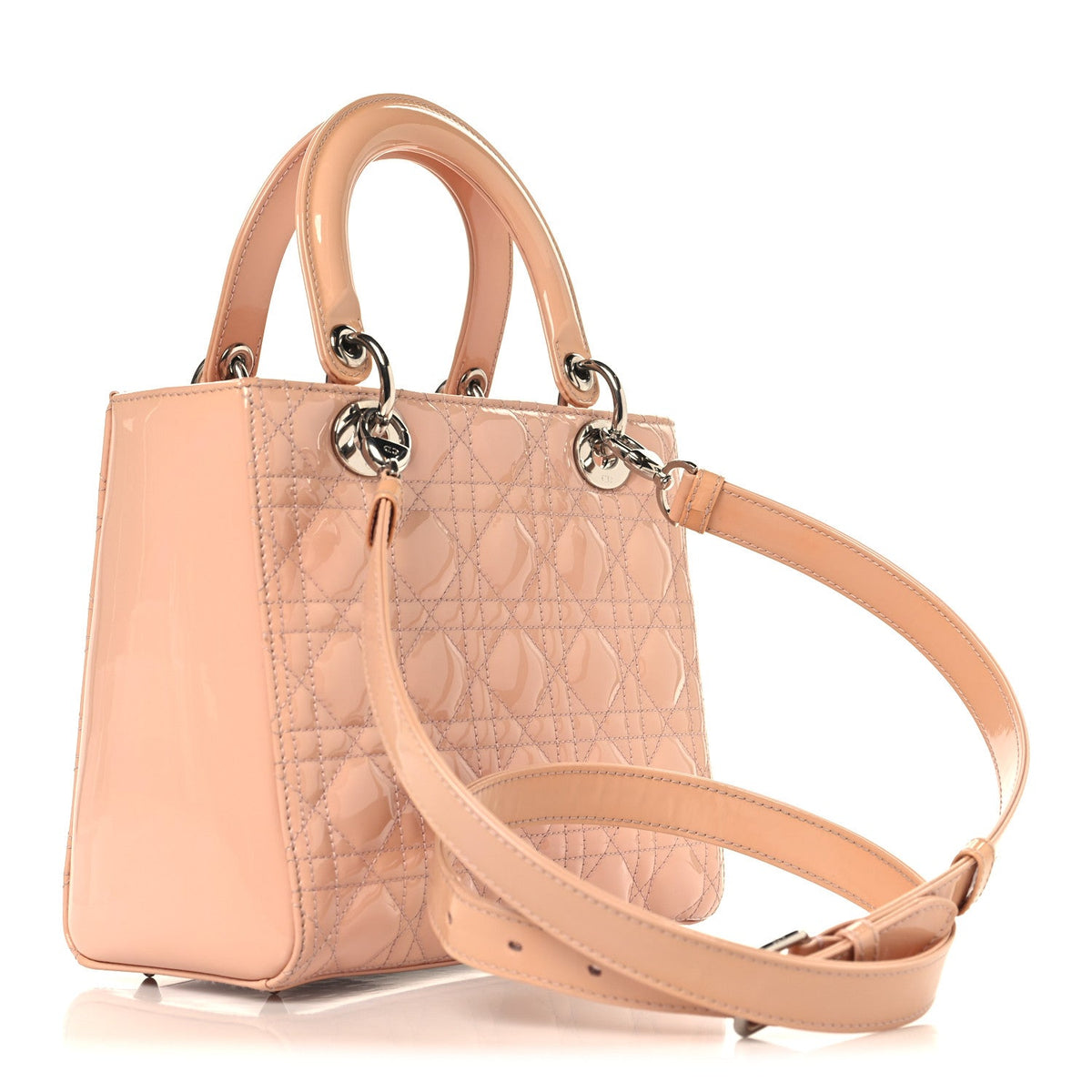 Patent Cannage Medium Lady Dior Rose Clair