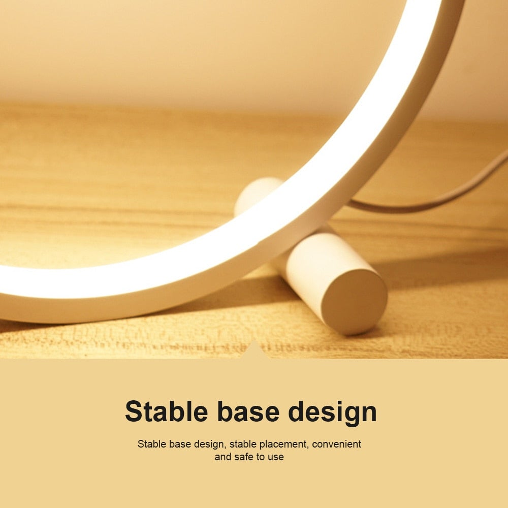 25Cm Led Table Lamp Bedroom Circular Desk Lamps For Living Room Black/White Dimmable Bedside Lamp Round Night Light Decoration