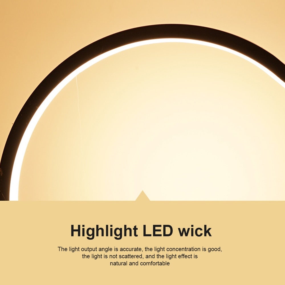 25Cm Led Table Lamp Bedroom Circular Desk Lamps For Living Room Black/White Dimmable Bedside Lamp Round Night Light Decoration